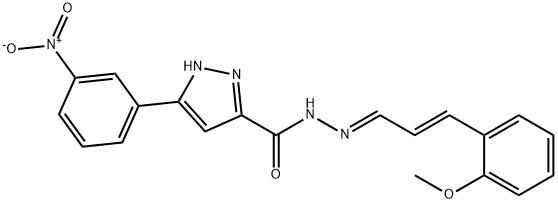 N'-[(1E,2E)-3-(2-methoxyphenyl)prop-2-en-1-ylidene]-3-(3-nitrophenyl)-1H-pyrazole-5-carbohydrazide 구조식 이미지