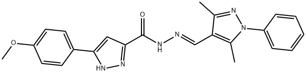 N'-[(E)-(3,5-dimethyl-1-phenyl-1H-pyrazol-4-yl)methylidene]-3-(4-methoxyphenyl)-1H-pyrazole-5-carbohydrazide Structure