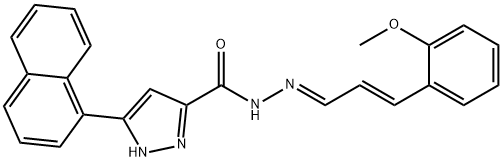 N'-[(1E,2E)-3-(2-methoxyphenyl)prop-2-en-1-ylidene]-3-(naphthalen-1-yl)-1H-pyrazole-5-carbohydrazide 구조식 이미지