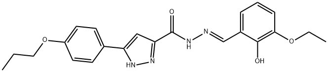 N'-(3-ethoxy-2-hydroxybenzylidene)-3-(4-propoxyphenyl)-1H-pyrazole-5-carbohydrazide 구조식 이미지
