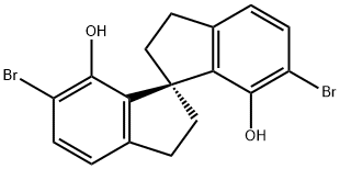 (R)-6,6'-Dibromo-2,2',3,3'-tetrahydro-1,1'-spirobi[1H-indene]-7,7'-diol,99%e.e. 구조식 이미지