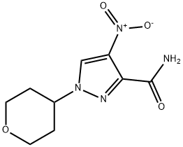 4-nitro-1-(tetrahydro-2H-pyran-4-yl)-1H-pyrazole-3-carboxamide 구조식 이미지