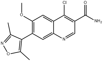 4-chloro-7-(3,5-dimethylisoxazol-4-yl)-6-methoxyquinoline-3-carboxamide 구조식 이미지