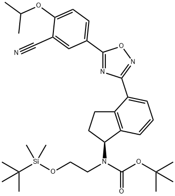 Carbamic acid,N-[(1S)-4-[5-[3-cyano-4-(1-methylethoxy)phenyl]-1,2,4-oxadiazol-3-yl]-2,3-dihydro-1H-inden-1-yl]-N-[2-[[(1,1-dimethylethyl)dimethylsilyl]oxy]ethyl]-, 1,1-dimethylethyl ester Structure