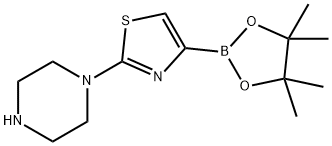 3-Hydroxy-2,3-dimethylbutan-2-yl hydrogen 2-(piperazin-1-yl)thiazol-4-ylboronate Structure