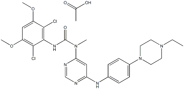 Urea, N'-(2,6-dichloro-3,5-dimethoxyphenyl)-N-[6-[[4-(4-ethyl-1-piperazinyl)phenyl]amino]-4-pyrimidinyl]-N-methyl-, acetate Structure