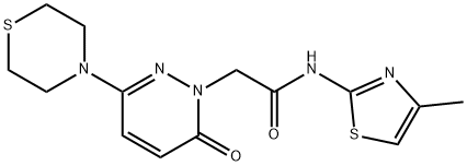 N-[(2Z)-4-methyl-1,3-thiazol-2(3H)-ylidene]-2-[6-oxo-3-(thiomorpholin-4-yl)pyridazin-1(6H)-yl]acetamide 구조식 이미지