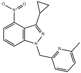 3-cyclopropyl-1-((6-methylpyridin-2-yl)methyl)-4-nitro-1H-indazole 구조식 이미지