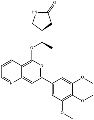 (R)-4-[(R)-1-[7-(3,4,5-Trimethoxy-phenyl)-[1,6]naphthyridin-5-yloxy]-ethyl]-pyrrolidin-2-one Structure