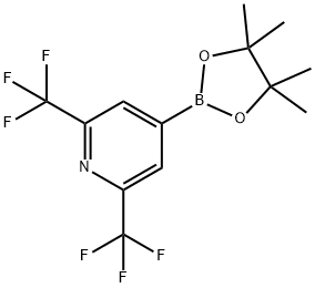 4-(4,4,5,5-tetramethyl-1,3,2-dioxaborolan-2-yl)-2,6-bis(trifluoromethyl)pyridine Structure