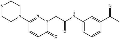 N-(3-acetylphenyl)-2-[6-oxo-3-(thiomorpholin-4-yl)pyridazin-1(6H)-yl]acetamide 구조식 이미지