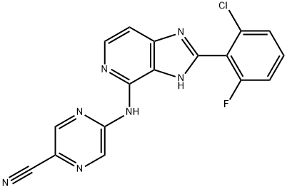 5-((2-(2-Chloro-6-fluorophenyl)-3H-imidazo[4,5-c]pyridin-4-yl)amino)pyrazine-2-carbonitrile Structure