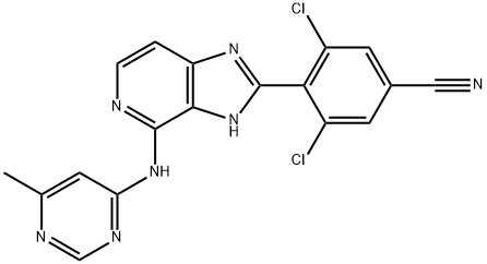 3,5-dichloro-4-(4-(6-methylpyrimidin-4-ylamino)-3H-imidazo[4,5-c]pyridin-2-yl)benzonitrile 구조식 이미지
