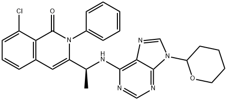 8-chloro-2-phenyl-3-(1-(9-(tetrahydro-2H-pyran-2-yl)-9H-purin-6-ylamino)ethyl)isoquinolin-1(2H)-one Structure
