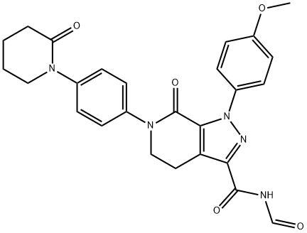 N-formyl-1-(4-methoxyphenyl)-7-oxo-6-(4-(2-oxopiperidin-1-yl)phenyl)-4,5,6,7-tetrahydro-1H-pyrazolo[3,4-c]pyridine-3-carboxamide 구조식 이미지