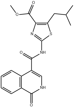 methyl 2-{[(1-hydroxyisoquinolin-4-yl)carbonyl]amino}-5-(2-methylpropyl)-1,3-thiazole-4-carboxylate Structure