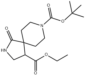 1-Oxo-2,8-Diaza-Spiro[4.5]Decane-4,8-Dicarboxylic Acid 8-Tert-Butyl Ester 4-Ethyl Ester 구조식 이미지