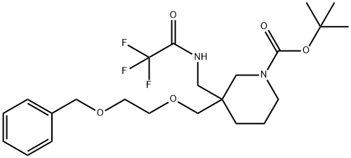 3-(2-Benzyloxy-Ethoxymethyl)-3-[(2,2,2-Trifluoro-Acetylamino)-Methyl]-Piperidine-1-Carboxylic Acid Tert-Butyl Ester 구조식 이미지