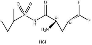 (1R,2R)-1-amino-2-(difluoromethyl)-N-(1-methylcyclopropylsulfonyl)cyclopropanecarboxamide hydrochloride Structure