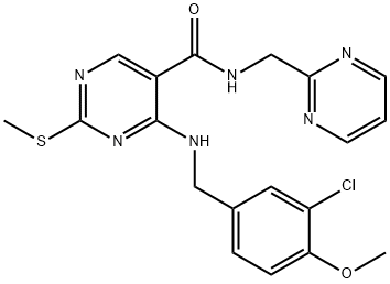 4-((3-chloro-4-methoxybenzyl)amino)-2-(methylthio)-N-(pyrimidin-2-ylmethyl)pyrimidine-5-carboxamide Structure