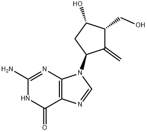 2-amino-9-((1S,3S,4S)-4-hydroxy-3-(hydroxymethyl)-2-methylenecyclopentyl)-1,9-dihydro-6H-purin-6-one Structure