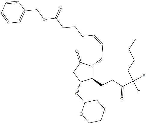 Prost-5-en-1-oic acid, 16,16-difluoro-9,15-dioxo-11-[(tetrahydro-2H-pyran-2-yl)oxy]-, phenylmethyl ester, (5Z,11a)- Structure