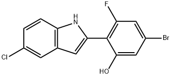 5-bromo-2-(5-chloro-1H-indol-2-yl)-3-fluorophenol 구조식 이미지