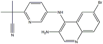 2-(5-((3-Amino-6-bromoquinolin-4-yl)amino)pyridin-2-yl)-2-methylpropanenitrile 구조식 이미지