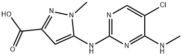 5-((5-Chloro-4-(methylamino)pyrimidin-2-yl)amino)-1-methyl-1H-pyrazole-3-carboxylic acid 구조식 이미지