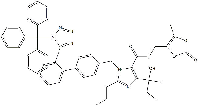 (5-methyl-2-oxo-1,3-dioxol-4-yl)methyl 4-(2-hydroxybutan-2-yl)-2-propyl-1-((2'-(1-trityl-1H-tetrazol-5-yl)-[1,1'-biphenyl]-4-yl)methyl)-1H-imidazole-5-carboxylate Structure