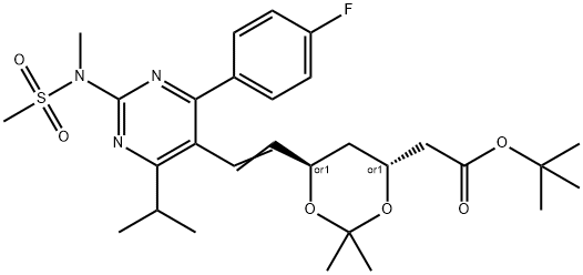 tert-butyl 2-((4R,6R)-6-((E)-2-(4-(4-fluorophenyl)-6-isopropyl-2-(N-methylmethylsulfonamido)pyrimidin-5-yl)vinyl)-2,2-dimethyl-1,3-dioxan-4-yl)acetate Structure