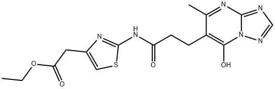 ethyl 2-(2-(3-(7-hydroxy-5-methyl-[1,2,4]triazolo[1,5-a]pyrimidin-6-yl)propanamido)thiazol-4-yl)acetate Structure