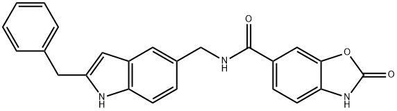 2-Oxo-2,3-dihydro-benzooxazole-6-carboxylic acid (2-benzyl-1h-indol-5-ylmethyl)-amide Structure