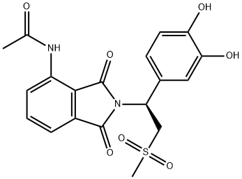 (S)-N-(2-(1-(3,4-dihydroxyphenyl)-2-(methylsulfonyl)ethyl)-1,3-dioxoisoindolin-4-yl)acetamide 구조식 이미지