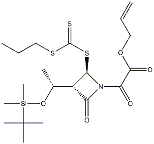 allyl2-((3S,4R)-3-((R)-1-((tert-butyldimethylsilyl)oxy)ethyl)-2-oxo-4-(((propylthio)carbonothioyl)thio)azetidin-1-yl)-2-oxoacetate Structure