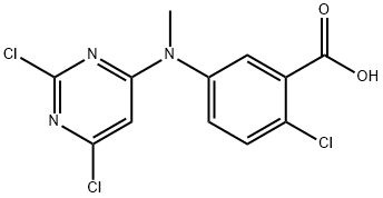 2-Chloro-5-((2,6-dichloropyrimidin-4-yl)(methyl)amino)benzoic acid Structure