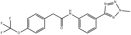 N-[3-(2-methyl-2H-tetrazol-5-yl)phenyl]-2-[4-(trifluoromethoxy)phenyl]acetamide 구조식 이미지