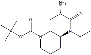 (S)-3-[((S)-2-Amino-propionyl)-ethyl-amino]-piperidine-1-carboxylic acid tert-butyl ester 구조식 이미지