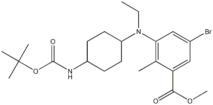 methyl5-bromo-3-(((1r,4r)-4-((tert-butoxycarbonyl)amino)cyclohexyl)(ethyl)amino)-2-methylbenzoate 구조식 이미지