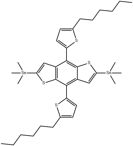 4,8-Bis-(5-hexyl-thiophen-2-yl)-2,6-bis-trimethylstannanyl-1,5-dithia-s-indacene Structure