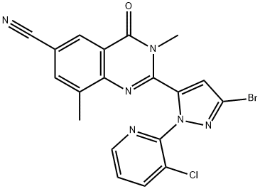 2-(3-bromo-1-(3-chloropyridin-2-yl)-1H-pyrazol-5-yl)-3,8-dimethyl-4-oxo-3,4-dihydroquinazoline-6-carbonitrile 구조식 이미지