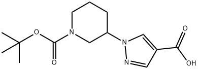 1-(1-(tert-butoxycarbonyl)piperidin-3-yl)-1H-pyrazole-4-carboxylic acid 구조식 이미지