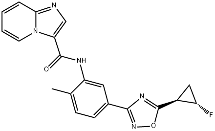 N-(5-(5-((1R,2S)-2-fluorocyclopropyl)-1,2,4-oxadiazol-3-yl)-2-methylphenyl)imidazo[1,2-a]pyridine-3-carboxamide Structure