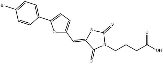 (Z)-4-(5-((5-(4-bromophenyl)furan-2-yl)methylene)-4-oxo-2-thioxothiazolidin-3-yl)butanoic acid Structure