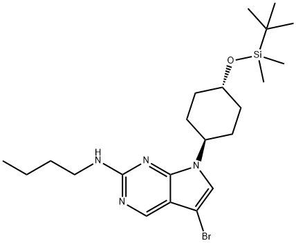 5-bromo-N-butyl-7-((1r,4r)-4-((tert-butyldimethylsilyl)oxy)cyclohexyl)-7H-pyrrolo[2,3-d]pyrimidin-2-amine Structure