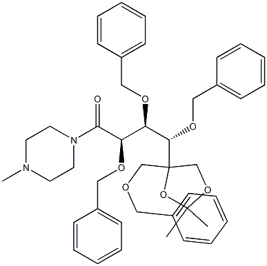 (2R,3S,4S)-2,3,4-tris(benzyloxy)-4-(4-((benzyloxy)methyl)-2,2-dimethyl-1,3-dioxolan-4-yl)-1-(4-methylpiperazin-1-yl)butan-1-one 구조식 이미지