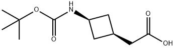 2-[cis-3-{[(tert-butoxy)carbonyl]amino}cyclobutyl]acetic acid 구조식 이미지