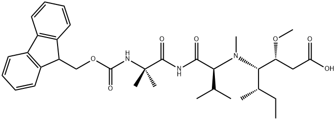 L-Valinamide, N-[(9H-fluoren-9-ylmethoxy)carbonyl]-2-methylalanyl-N-[(1S,2S)-1-[(1R)-2-carboxy-1-methoxyethyl]-2-methylbutyl]-N-methyl- Structure