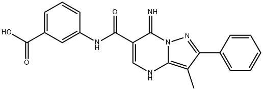 3-(7-imino-3-methyl-2-phenyl-4,7-dihydropyrazolo[1,5-a]pyrimidine-6-carboxamido)benzoic acid Structure