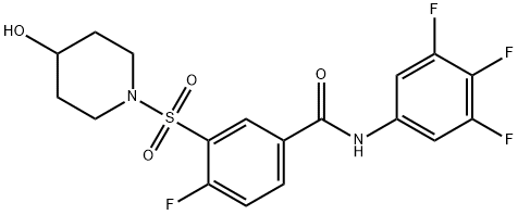 4-fluoro-3-((4-hydroxypiperidin-1-yl)sulfonyl)-N-(3,4,5-trifluorophenyl)benzamide Structure